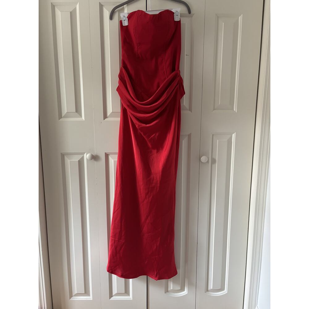 Red Strapless Corset Back Evening Dress Size 8 - Picture 3 of 9